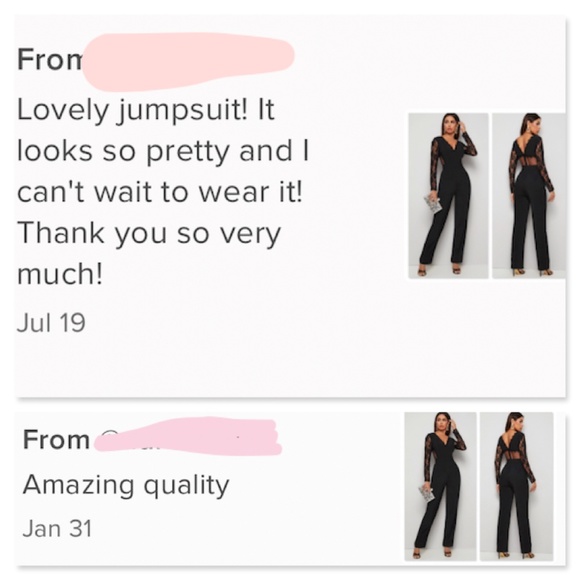 Lace Detail Black Elegant V-Neck Jumpsuit - Picture 8 of 13